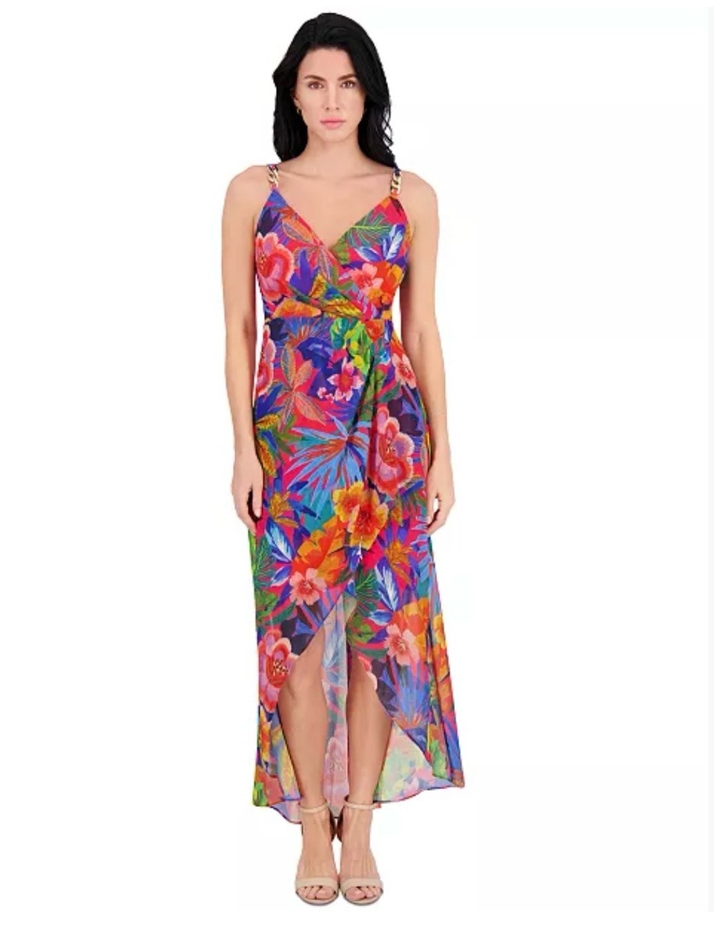 Siena Tropical Floral Wrap Maxi Dress Sz 0 nwt (MSRP $128)